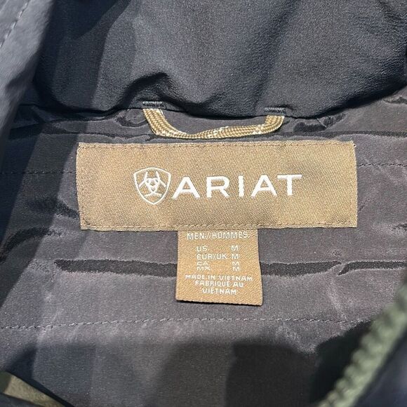 NEW Ariat Mens Pioneer Stretchshell Vest Sz Medium Dark Green Black Full Zip - Picture 9 of 13